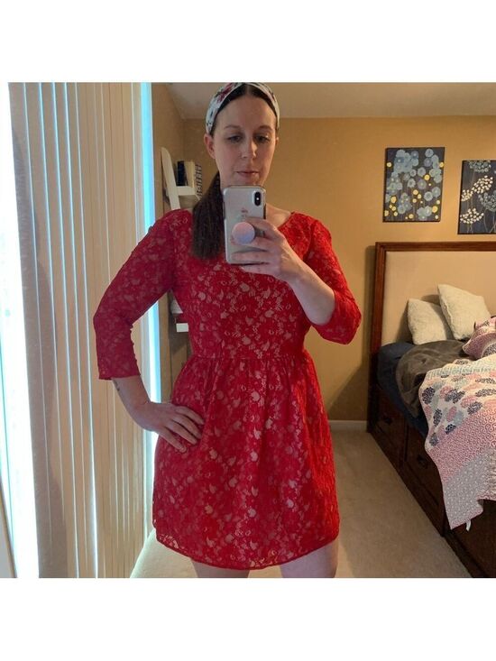 French Connection Dresses & Skirts - French Connection Red Lace Dress Size 6